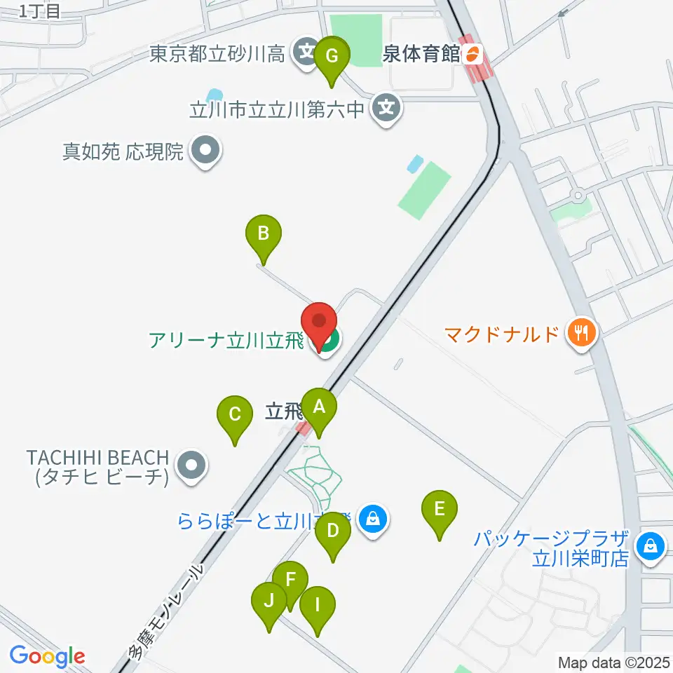 アリーナ立川立飛周辺の駐車場・コインパーキング一覧地図
