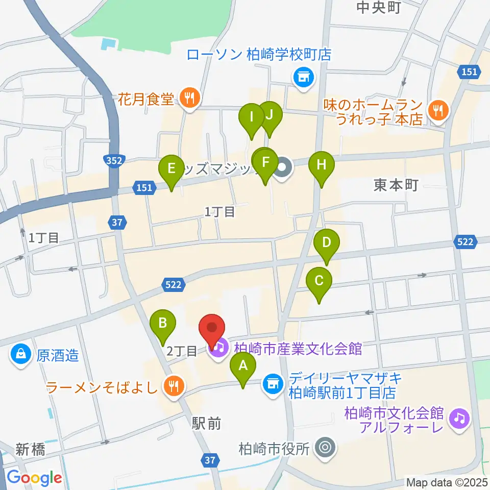 柏崎市産業文化会館周辺の駐車場・コインパーキング一覧地図