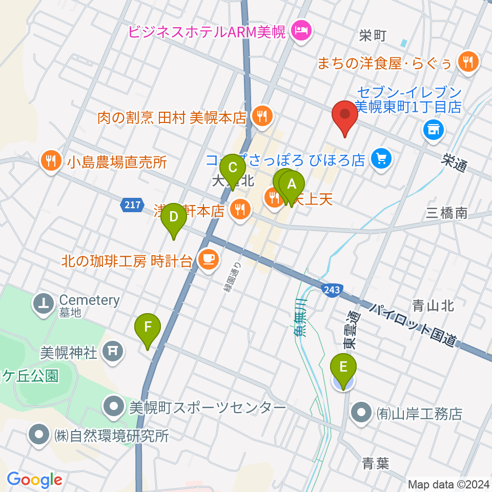 美幌町民会館びほーる周辺の駐車場・コインパーキング一覧地図