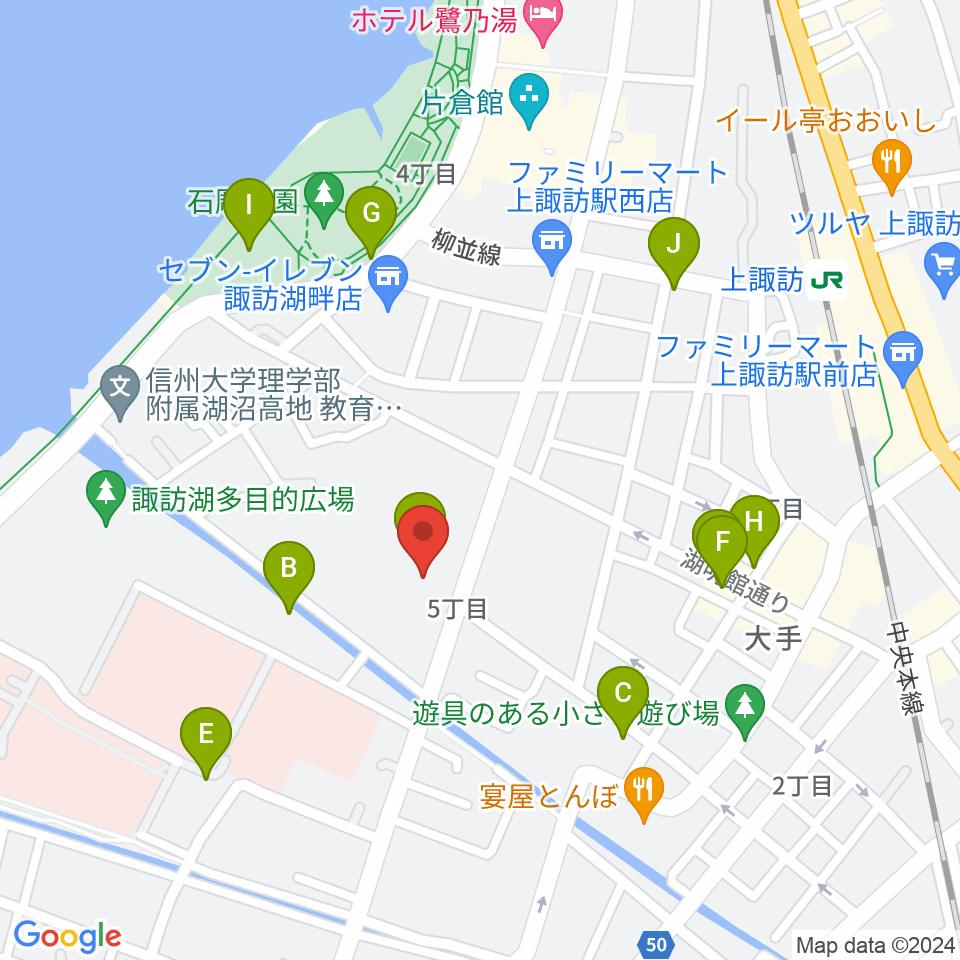 諏訪市文化センター周辺の駐車場・コインパーキング一覧地図