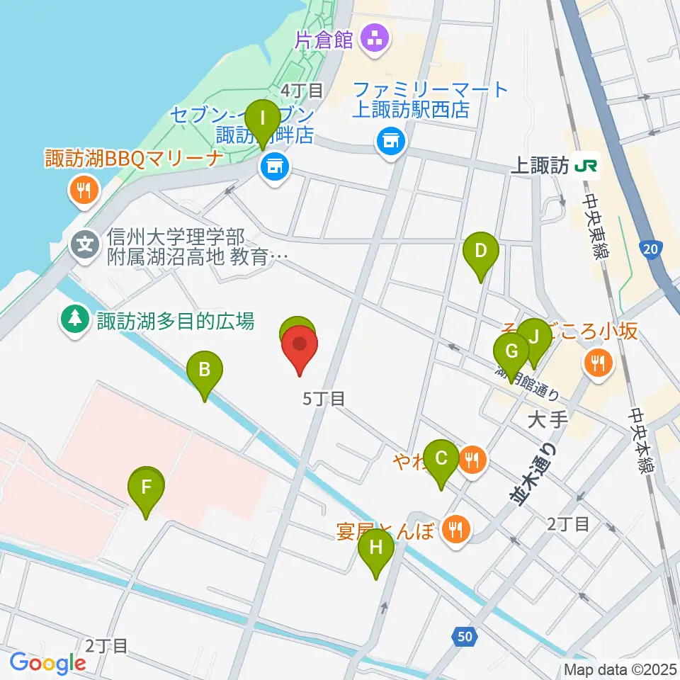 諏訪市文化センター周辺の駐車場・コインパーキング一覧地図