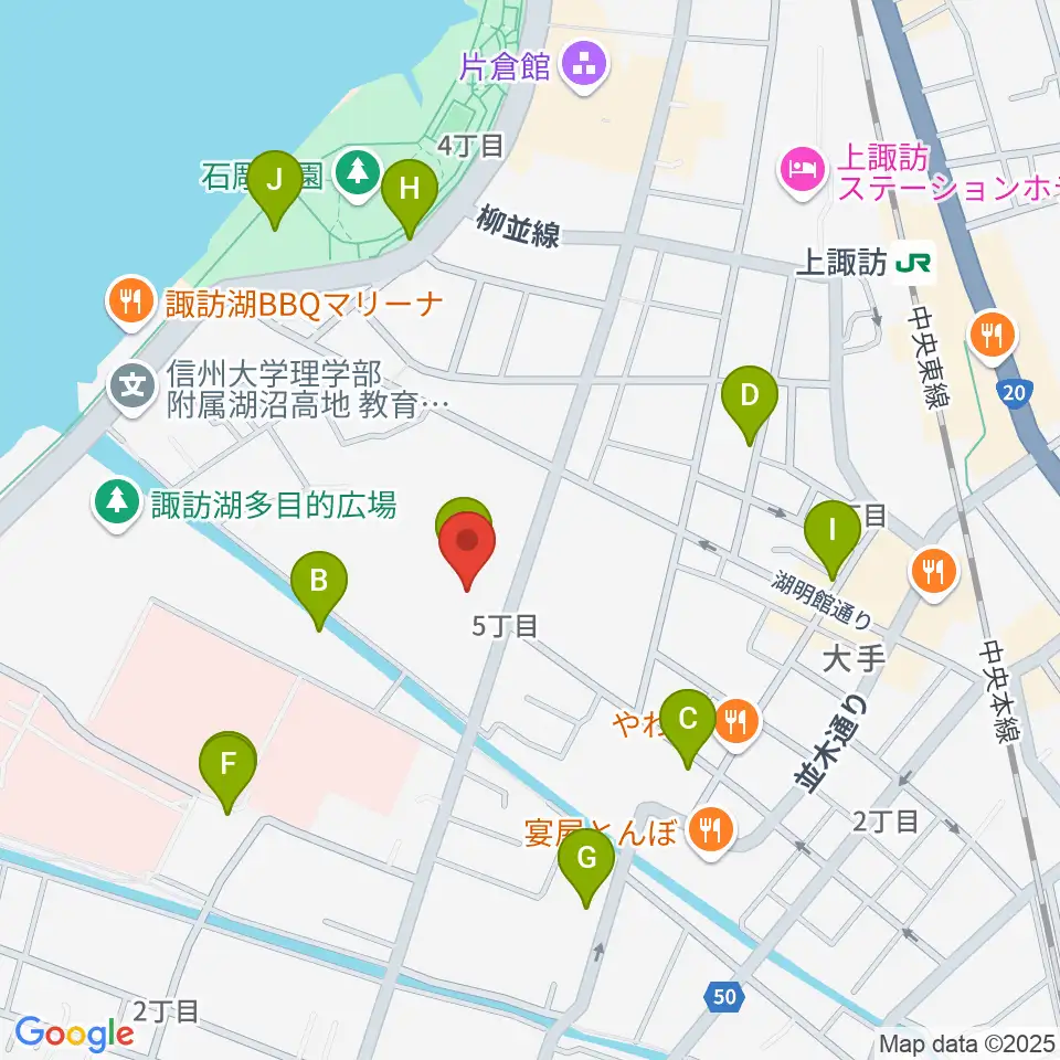 諏訪市文化センター周辺の駐車場・コインパーキング一覧地図