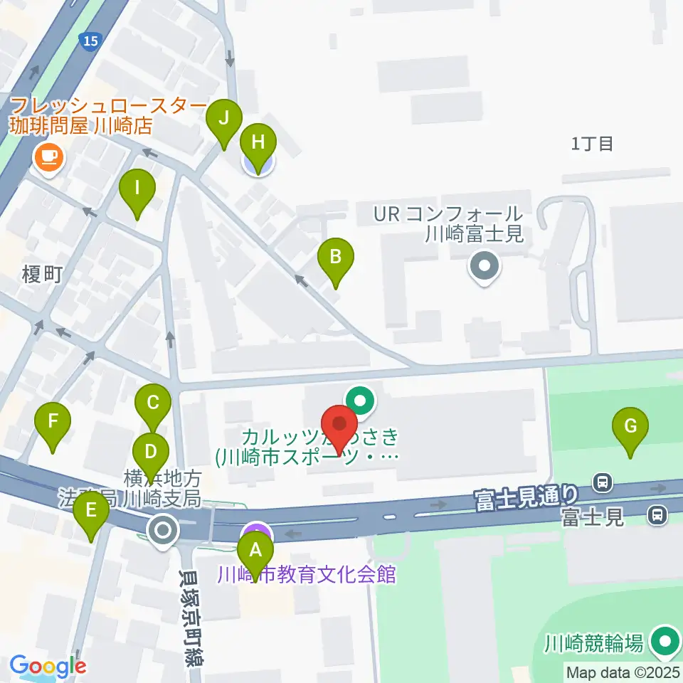カルッツかわさき スポーツ周辺の駐車場・コインパーキング一覧地図
