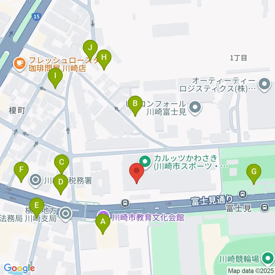 カルッツかわさき スポーツ周辺の駐車場・コインパーキング一覧地図