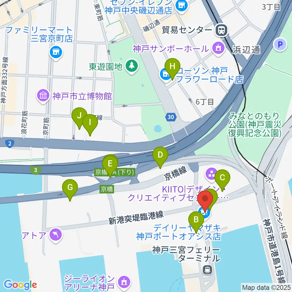 神戸ポートオアシス周辺の駐車場・コインパーキング一覧地図
