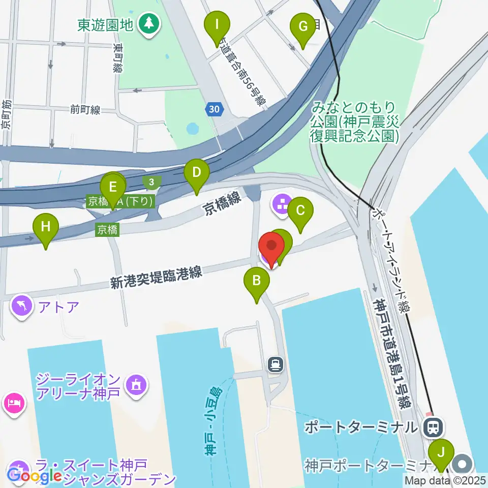 神戸ポートオアシス周辺の駐車場・コインパーキング一覧地図
