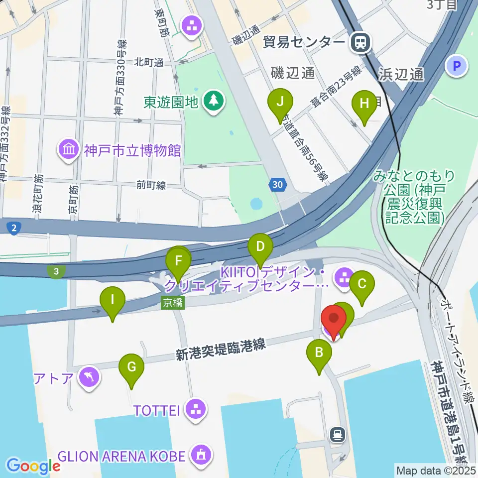 神戸ポートオアシス周辺の駐車場・コインパーキング一覧地図