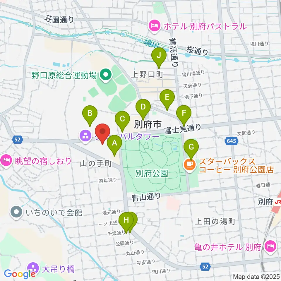 別府ビーコンプラザ・コンベンションセンター周辺の駐車場・コインパーキング一覧地図