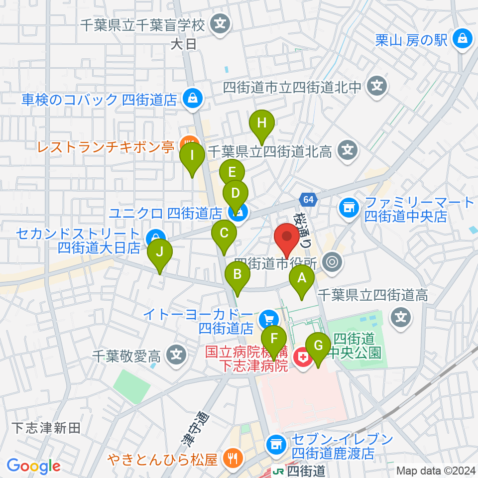 四街道市文化センター周辺の駐車場・コインパーキング一覧地図