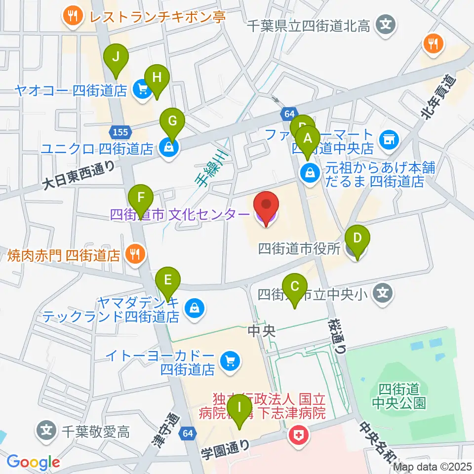 四街道市文化センター周辺の駐車場・コインパーキング一覧地図
