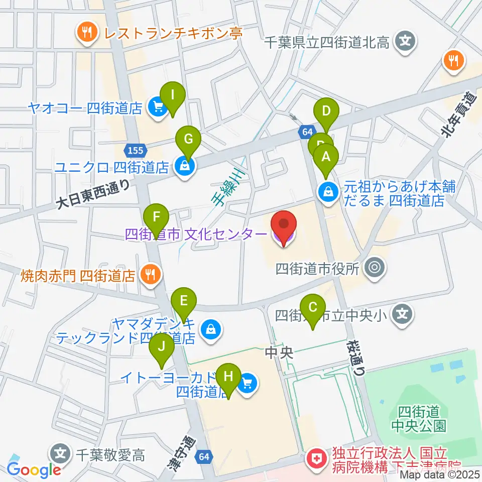 四街道市文化センター周辺の駐車場・コインパーキング一覧地図