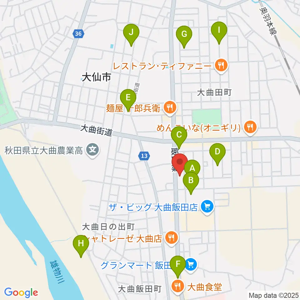大曲市民会館周辺の駐車場・コインパーキング一覧地図