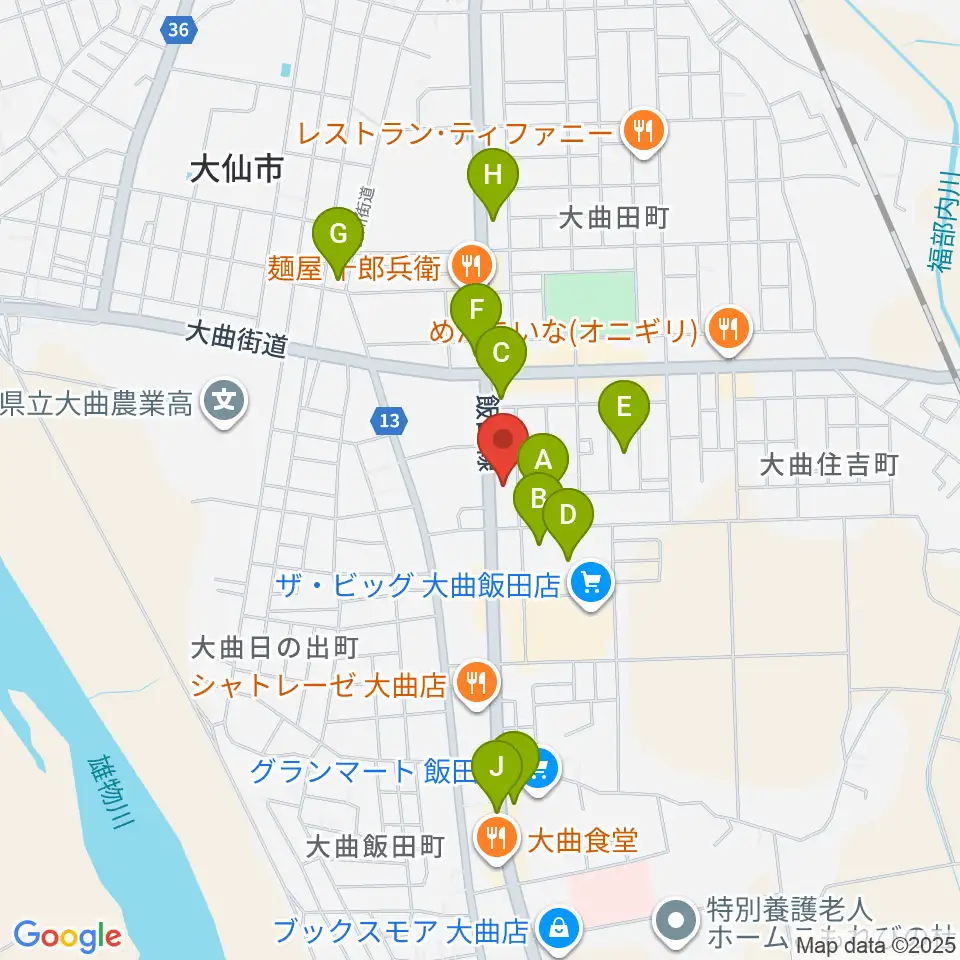 大曲市民会館周辺の駐車場・コインパーキング一覧地図