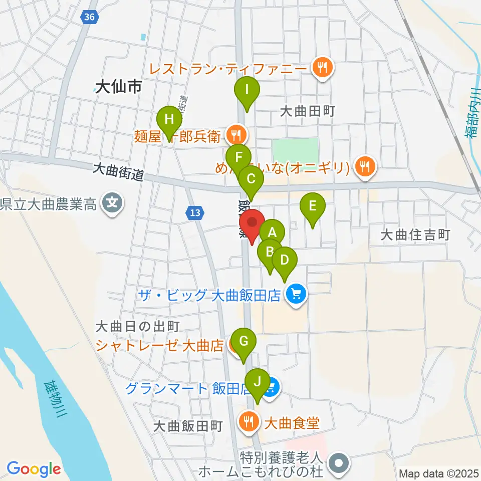 大曲市民会館周辺の駐車場・コインパーキング一覧地図