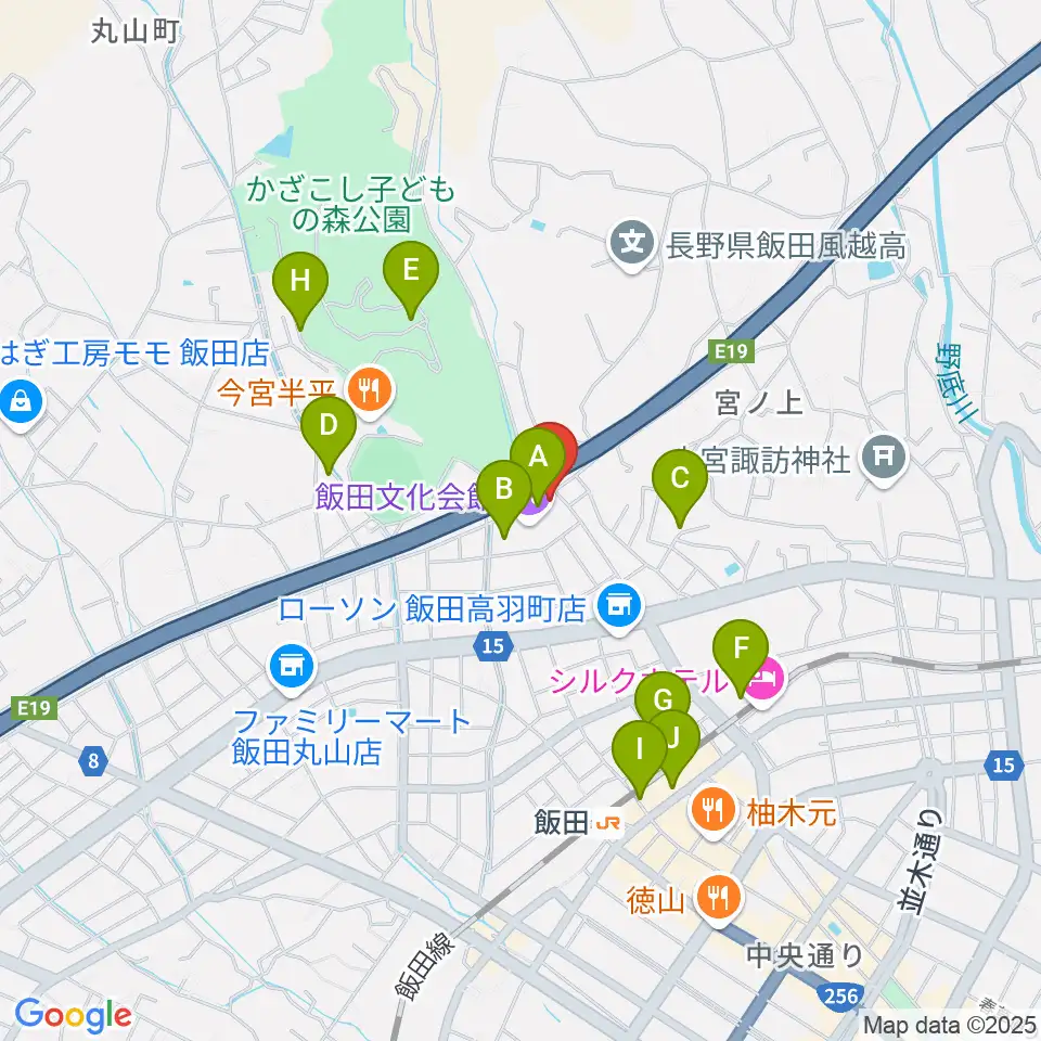 飯田人形劇場周辺の駐車場・コインパーキング一覧地図