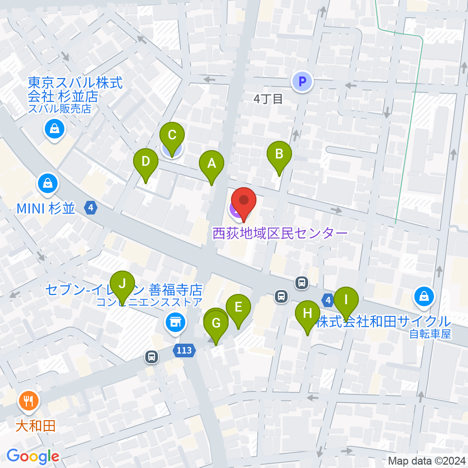 西荻地域区民センター周辺の駐車場・コインパーキング一覧地図