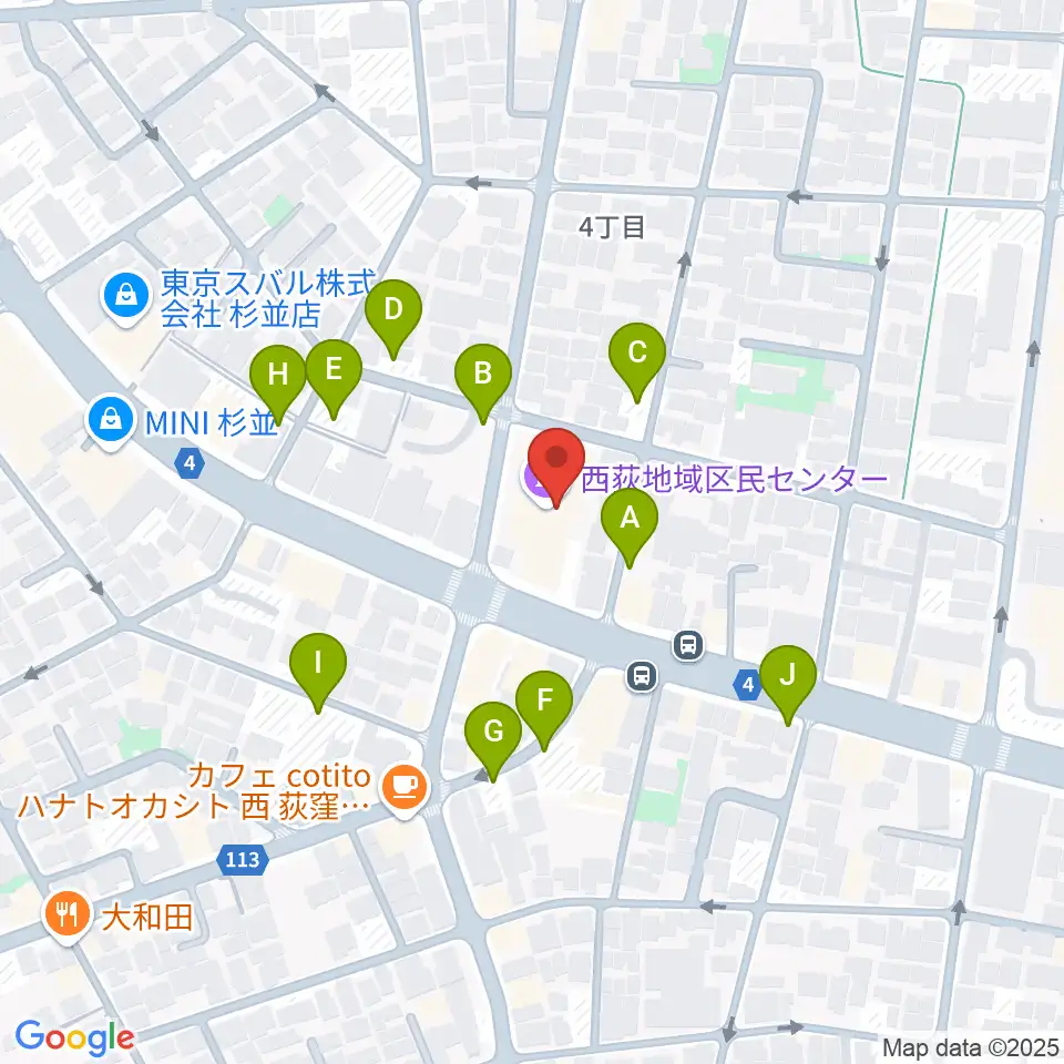 西荻地域区民センター周辺の駐車場・コインパーキング一覧地図