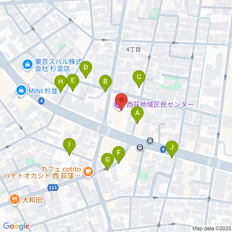 西荻地域区民センター周辺の駐車場・コインパーキング一覧地図