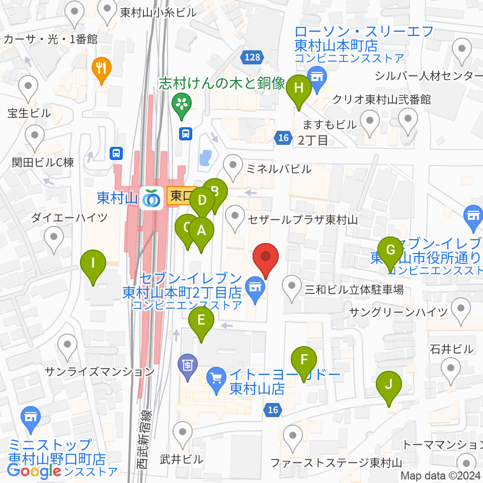 東村山市立中央公民館 周辺の駐車場 コインパーキング一覧マップ