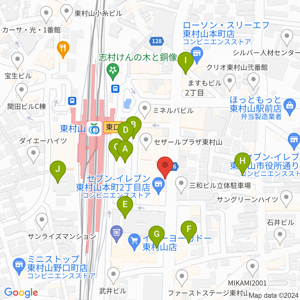 東村山市立中央公民館周辺の駐車場・コインパーキング一覧地図