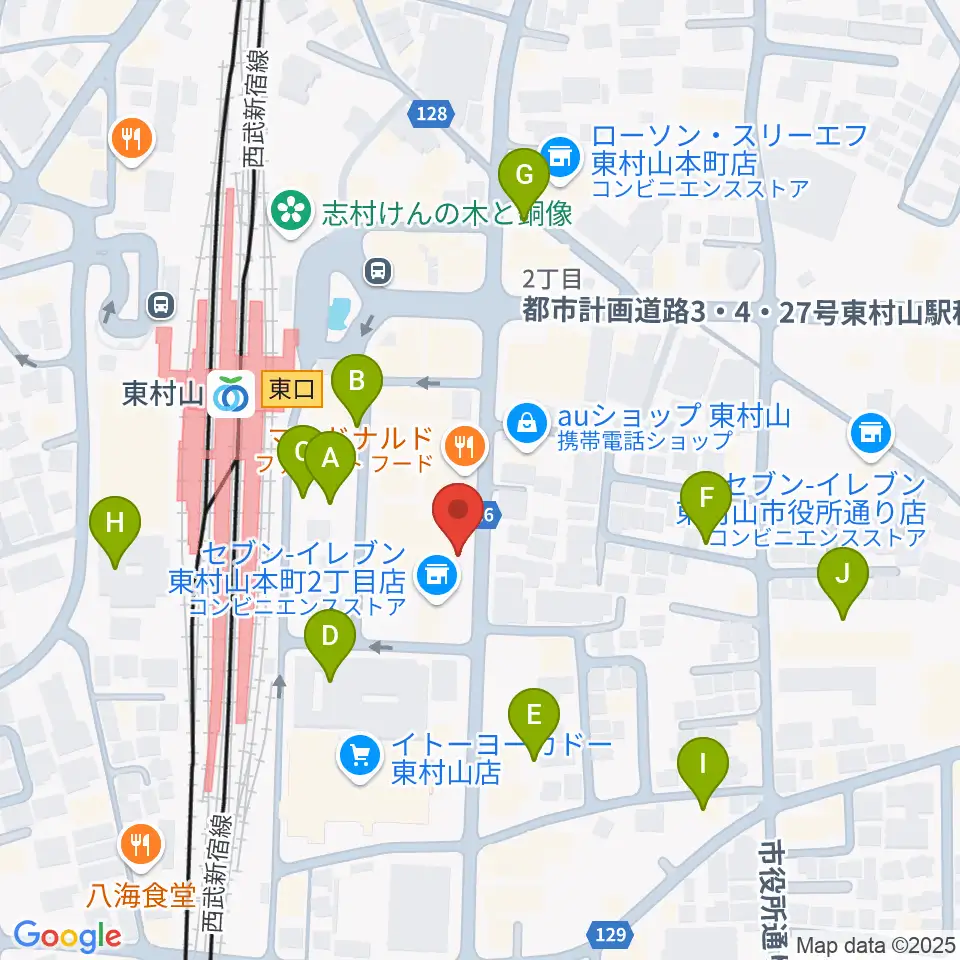 東村山市立中央公民館周辺の駐車場・コインパーキング一覧地図