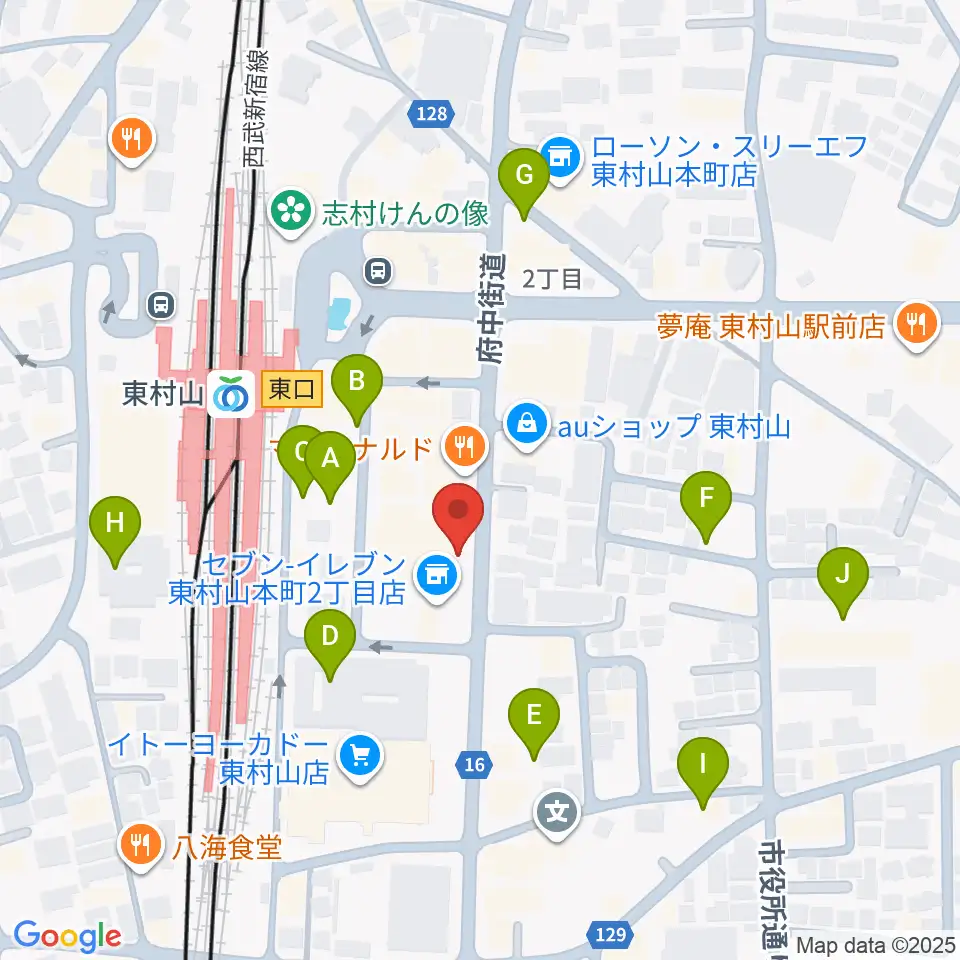 東村山市立中央公民館周辺の駐車場・コインパーキング一覧地図