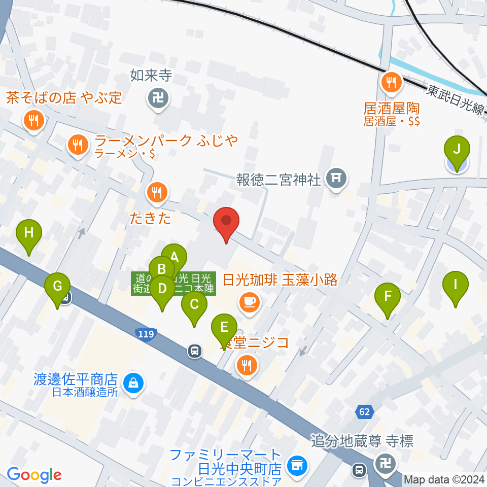 道の駅日光・ニコニコホール周辺の駐車場・コインパーキング一覧地図