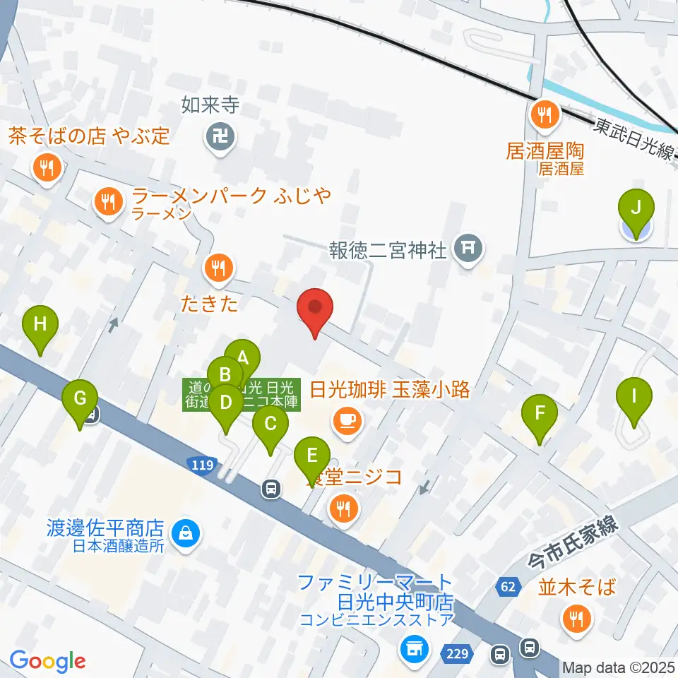 道の駅日光・ニコニコホール周辺の駐車場・コインパーキング一覧地図