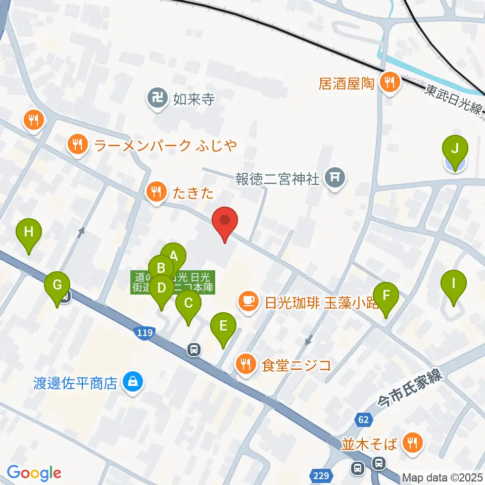 道の駅日光・ニコニコホール周辺の駐車場・コインパーキング一覧地図