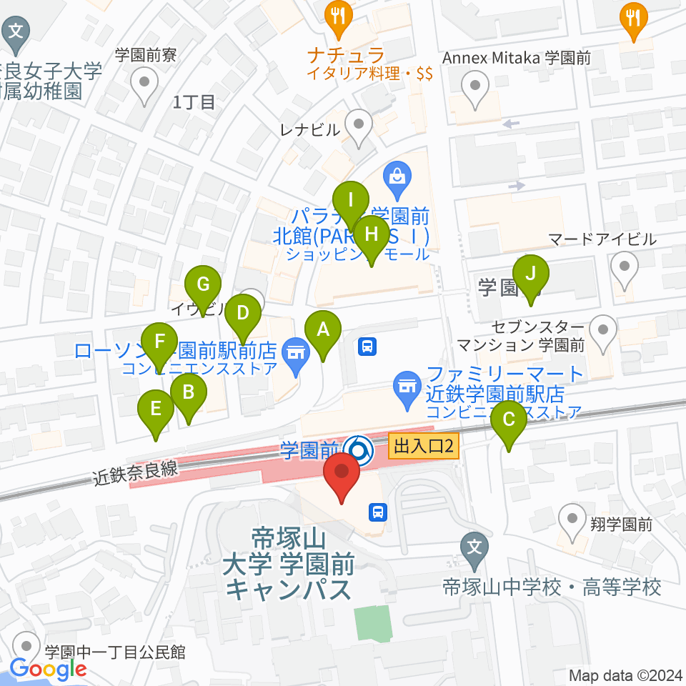 学園前ホール周辺の駐車場・コインパーキング一覧地図