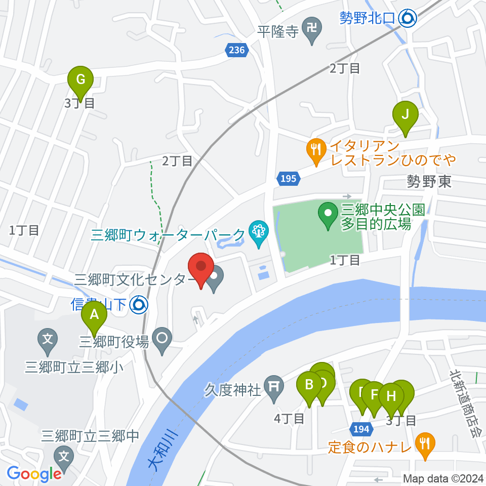 三郷町文化センター周辺の駐車場・コインパーキング一覧地図