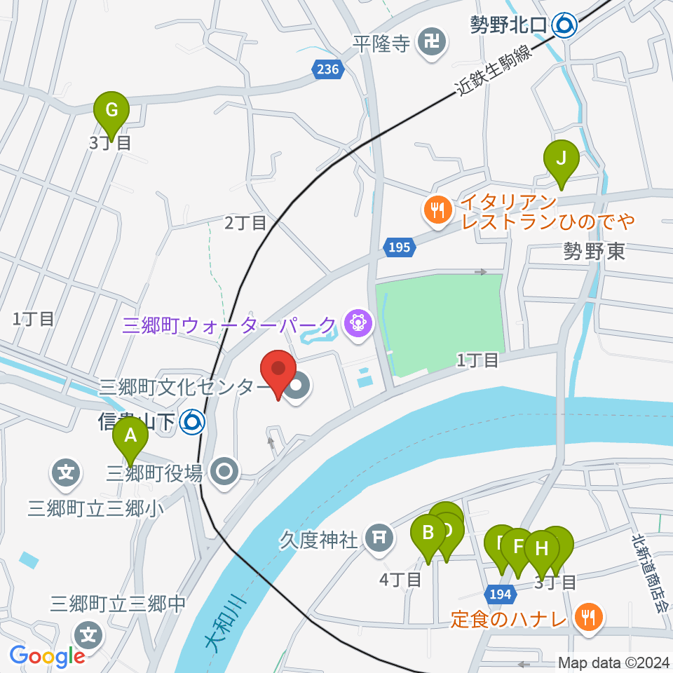 三郷町文化センター周辺の駐車場・コインパーキング一覧地図