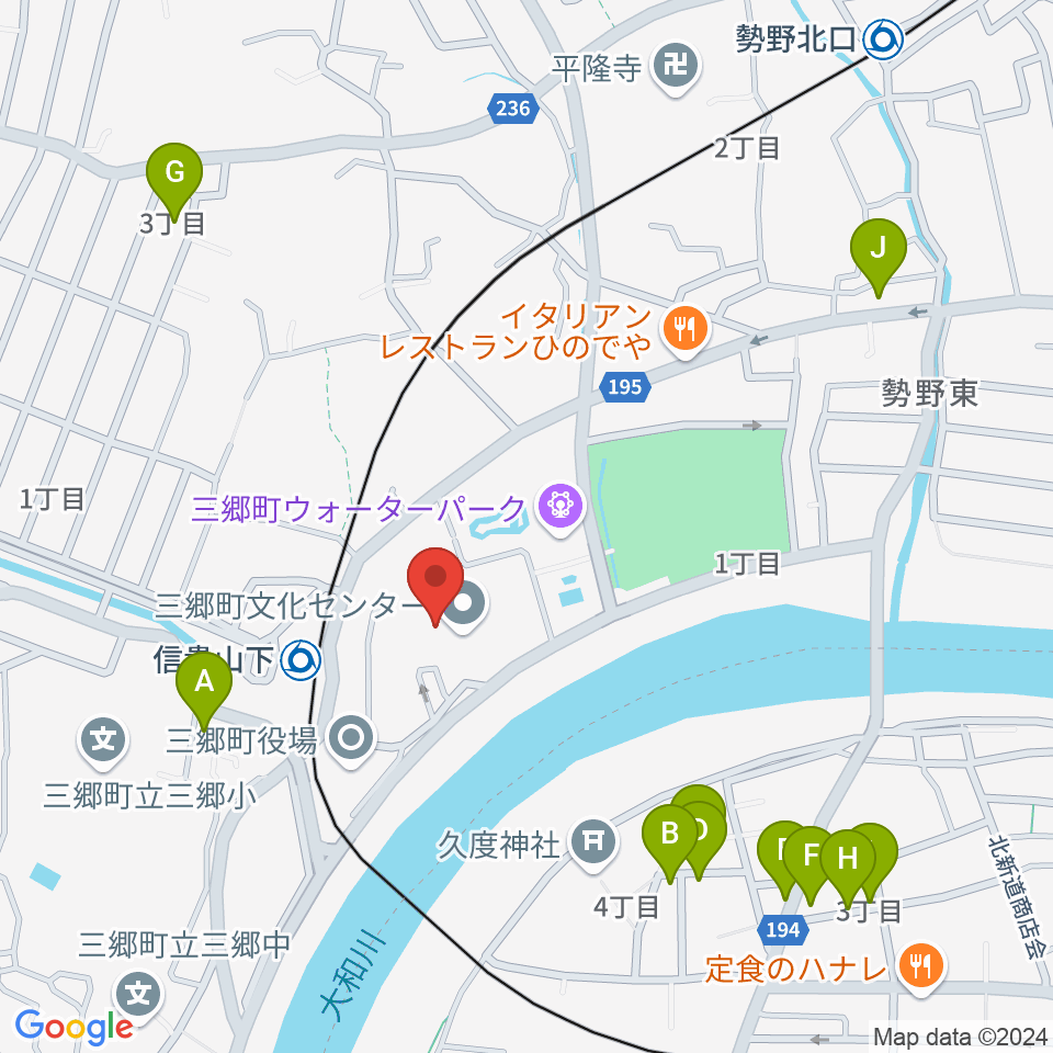 三郷町文化センター周辺の駐車場・コインパーキング一覧地図