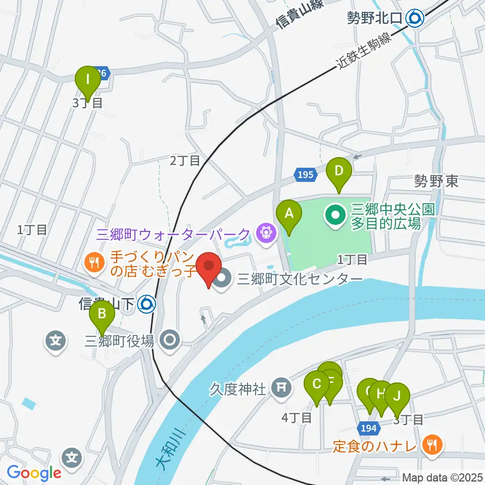 三郷町文化センター周辺の駐車場・コインパーキング一覧地図