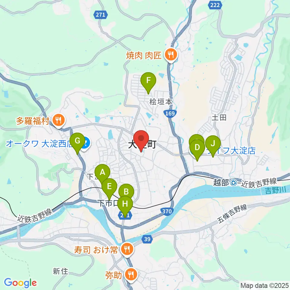 大淀町文化会館周辺の駐車場・コインパーキング一覧地図