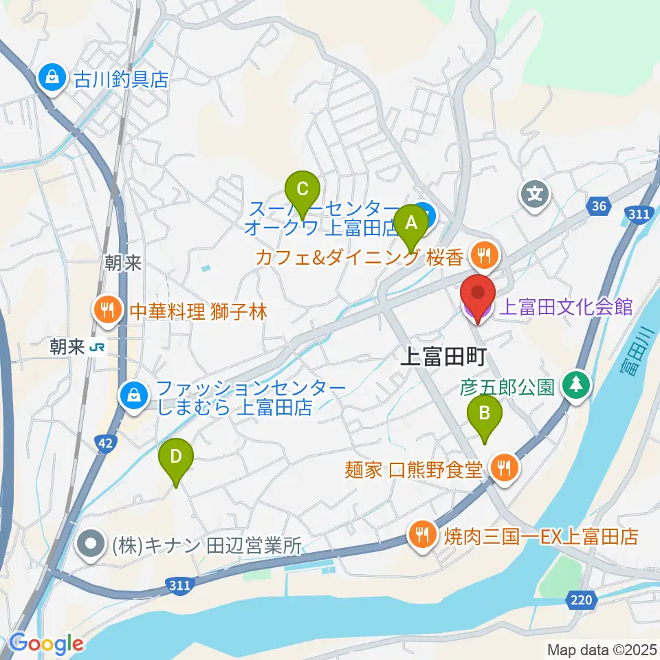 上富田文化会館周辺の駐車場・コインパーキング一覧地図