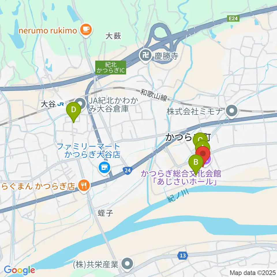 かつらぎ総合文化会館あじさいホール周辺の駐車場・コインパーキング一覧地図