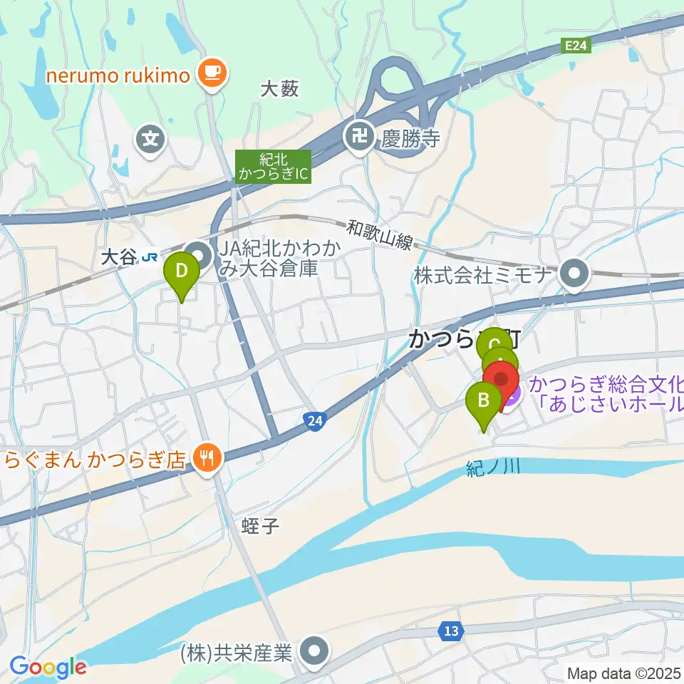 かつらぎ総合文化会館あじさいホール周辺の駐車場・コインパーキング一覧地図