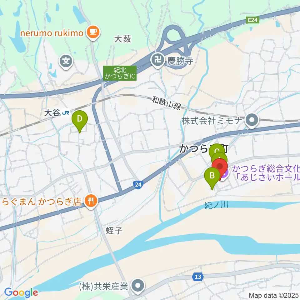 かつらぎ総合文化会館あじさいホール周辺の駐車場・コインパーキング一覧地図