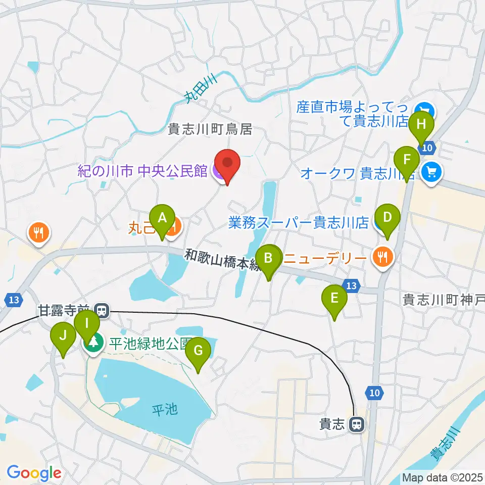 貴志川生涯学習センター周辺の駐車場・コインパーキング一覧地図