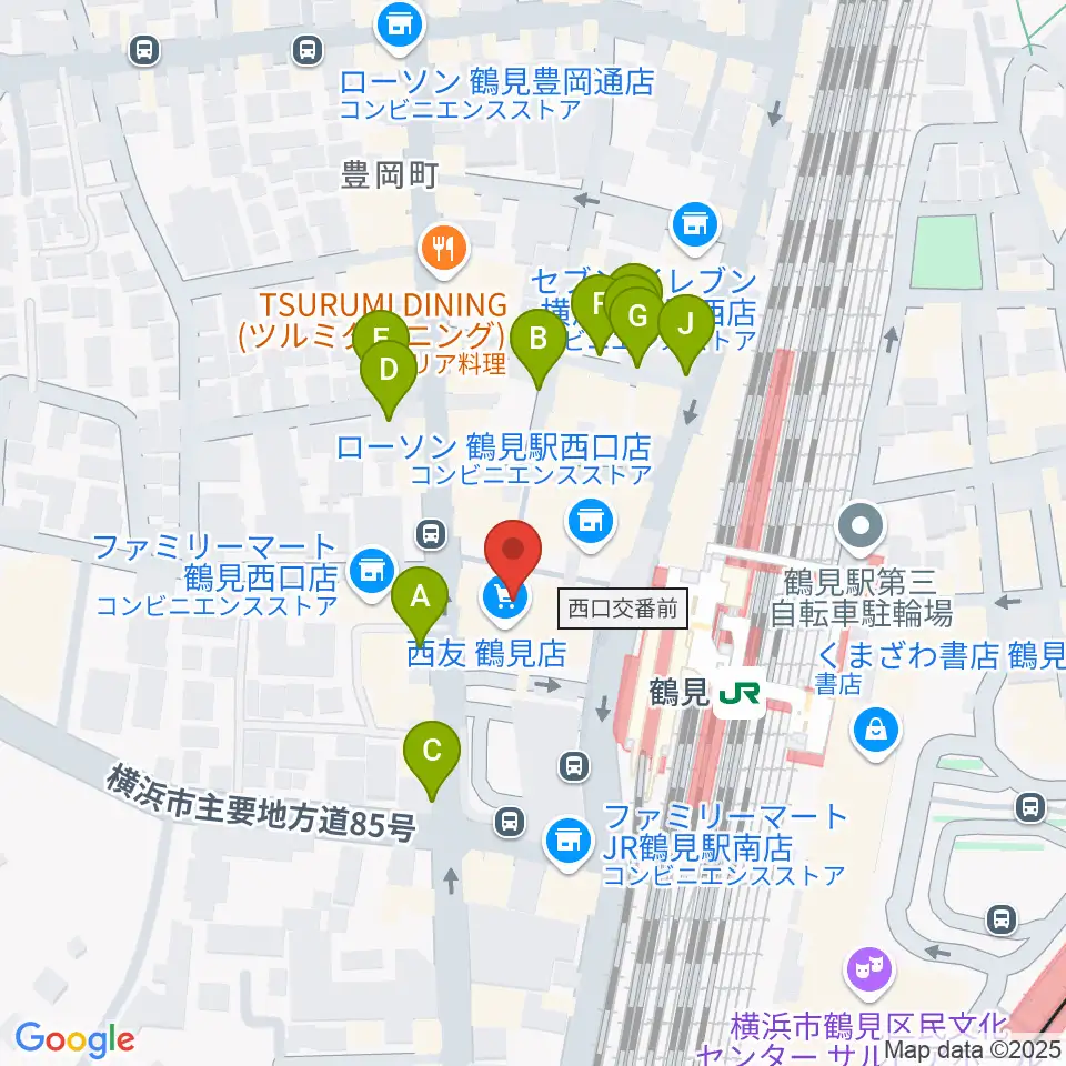 横浜市鶴見公会堂周辺の駐車場・コインパーキング一覧地図