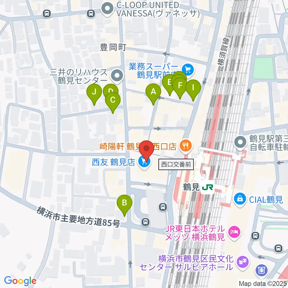 横浜市鶴見公会堂周辺の駐車場・コインパーキング一覧地図