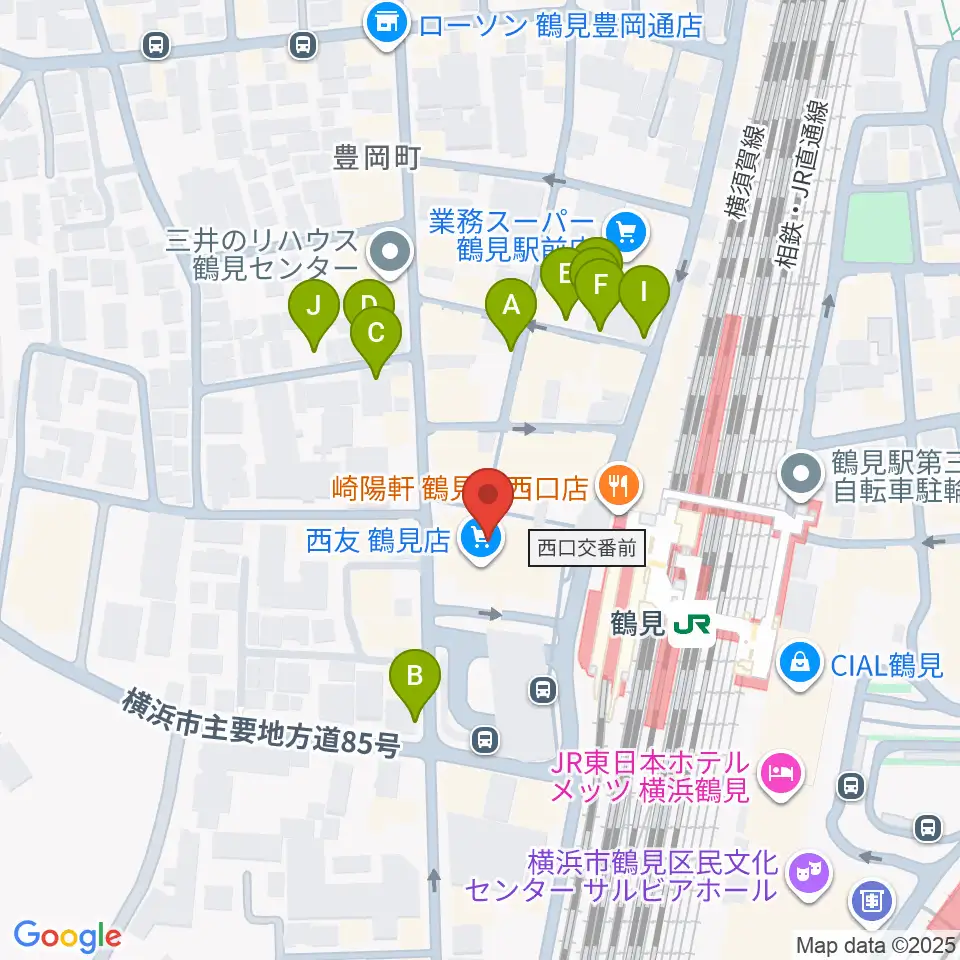 横浜市鶴見公会堂周辺の駐車場・コインパーキング一覧地図