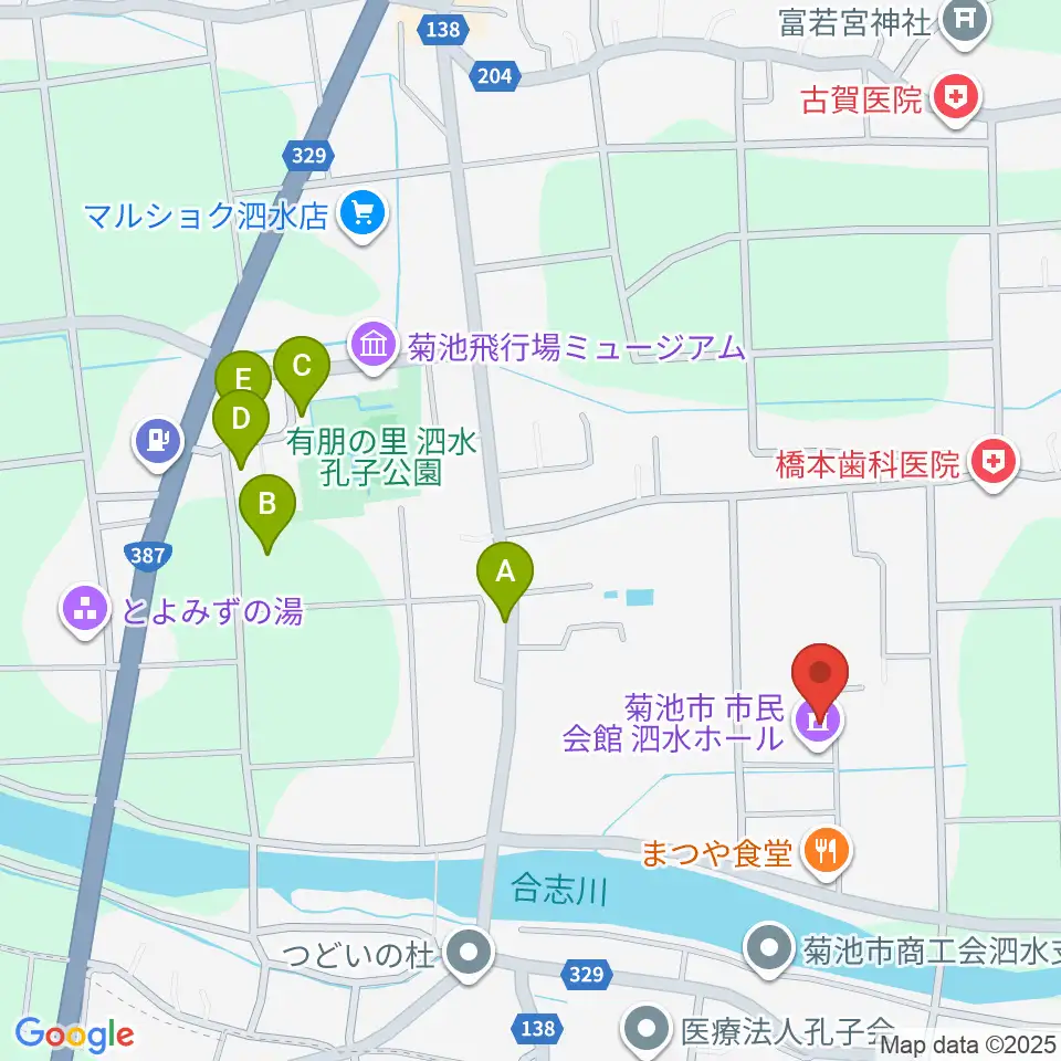 菊池市泗水ホール周辺の駐車場・コインパーキング一覧地図