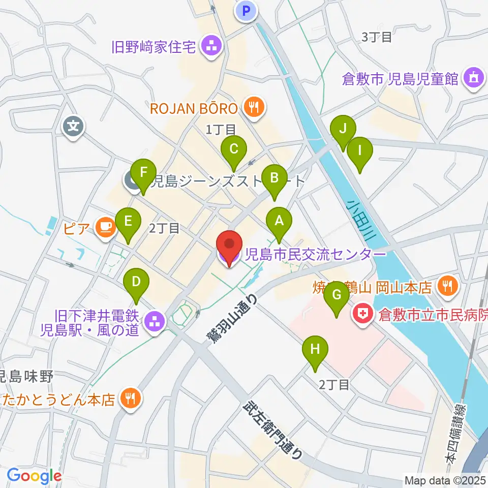 児島市民交流センター周辺の駐車場・コインパーキング一覧地図