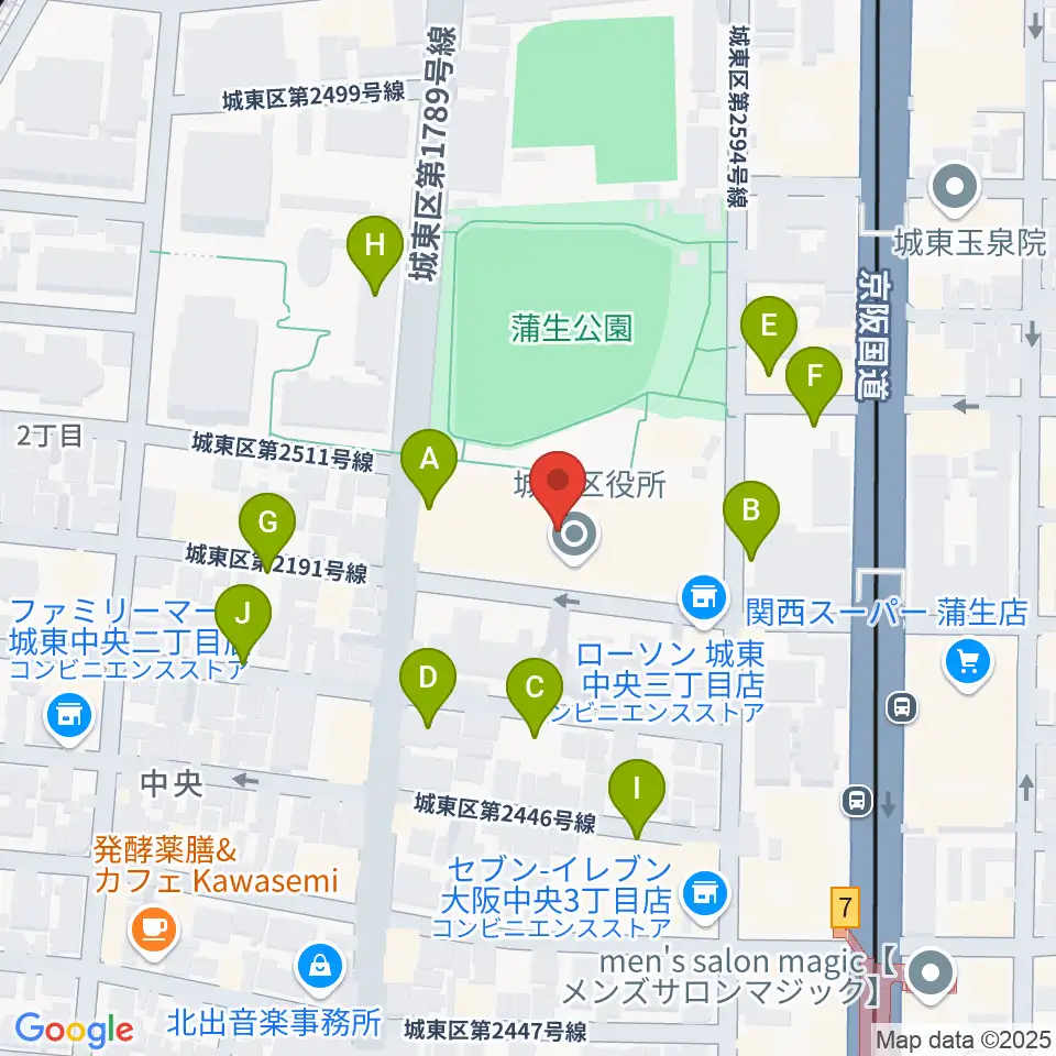 大阪市立城東区民センター周辺の駐車場・コインパーキング一覧地図