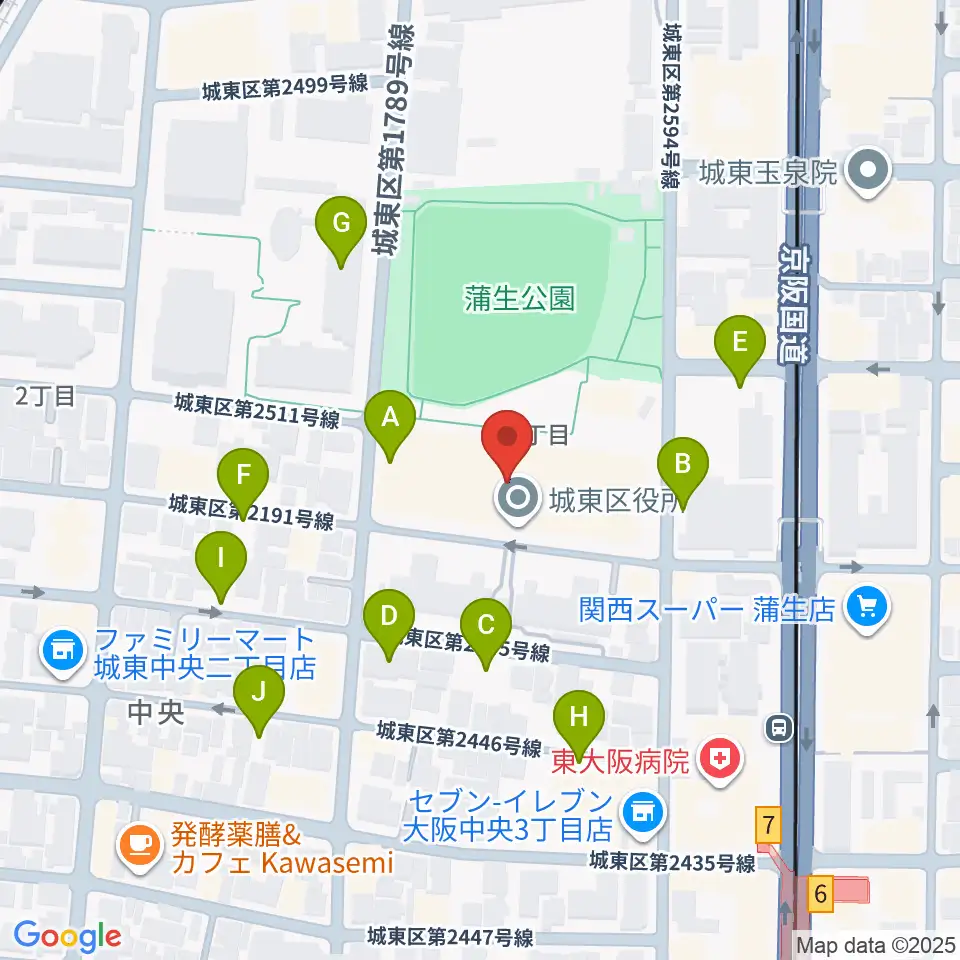 大阪市立城東区民センター周辺の駐車場・コインパーキング一覧地図
