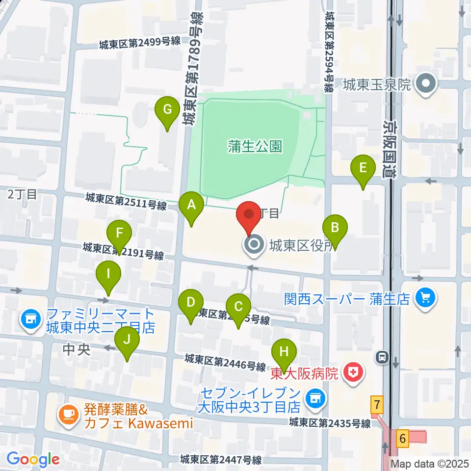 大阪市立城東区民センター周辺の駐車場・コインパーキング一覧地図