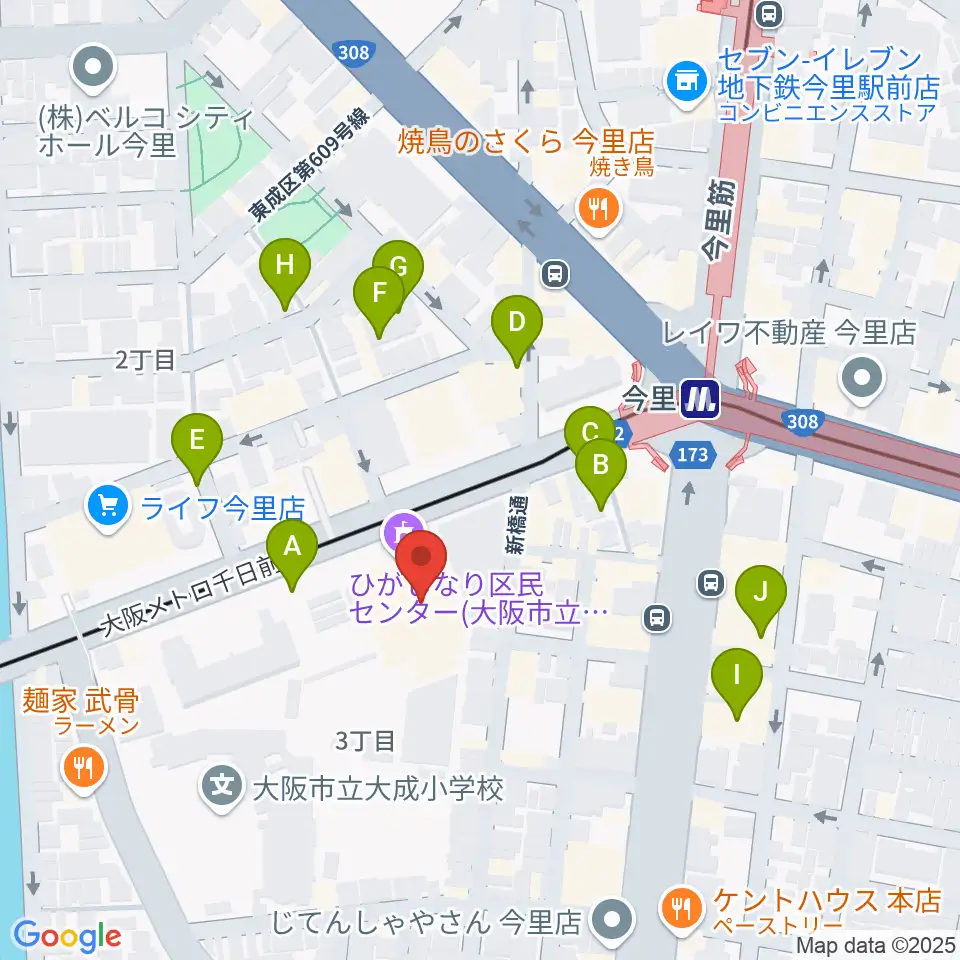 コミ協ひがしなり区民センター周辺の駐車場・コインパーキング一覧地図