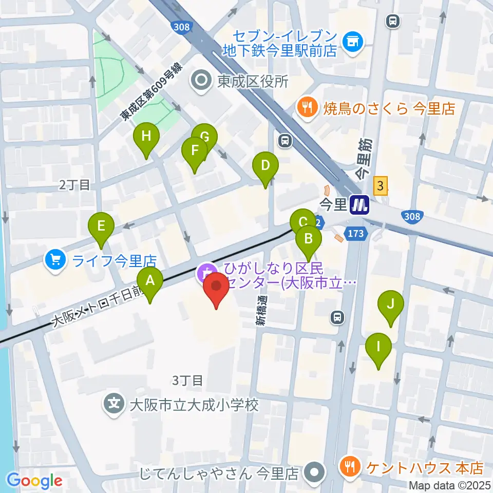コミ協ひがしなり区民センター周辺の駐車場・コインパーキング一覧地図